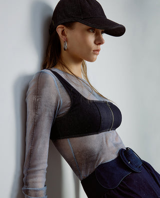 AIMER Denim Wireless Front Zip Bra