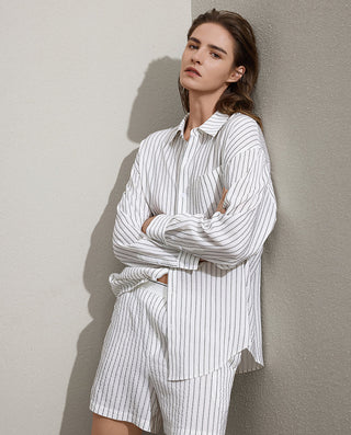 AIMER Relaxed Striped Oversized Shirt
