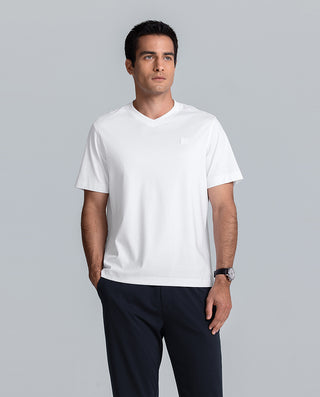 AIMER MEN Silk Cotton Blend V-Neck Casual Top