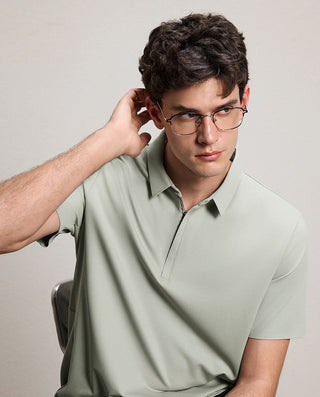 AIMER MEN Business Lapel Short-Sleeved T-Shirt