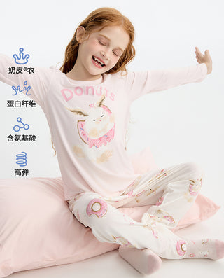 AIMER KIDS True Milk Girls’ Pullover Long-Sleeve Pajama Top AK141L351