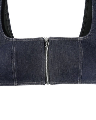 AIMER Denim Wireless Front Zip Bra
