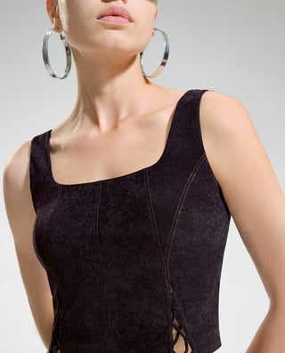 AIMER Suede Square Neck Soft Tank