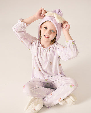 AIMER KIDS Strawberry Print Pajama Pants