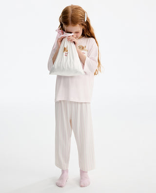 AIMER KIDS  True Milk Girls’ 3/4-Sleeve Top & Ankle Pants Loungewear Set AK143M051