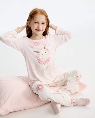 AIMER KIDS True Milk Girls’ Pullover Long-Sleeve Pajama Top AK141L351