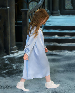 AIMER KIDS Elsa Crystal Printed Silk Girls 3/4 Sleeve Nightgown AK144F692