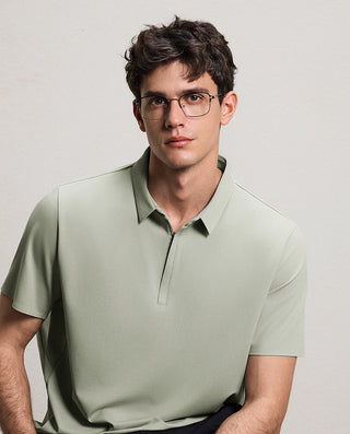 AIMER MEN Business Lapel Short-Sleeved T-Shirt