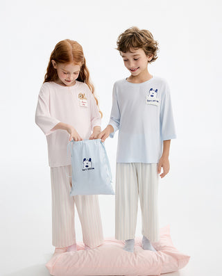 AIMER KIDS  True Milk Girls’ 3/4-Sleeve Top & Ankle Pants Loungewear Set AK143M051
