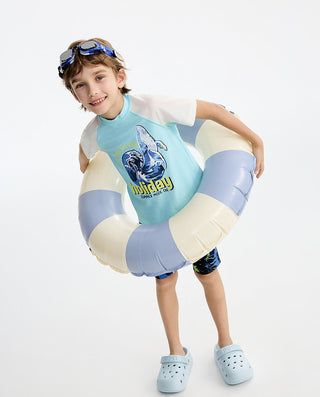 AIMER KIDS Short-Sleeved Swimsuit Top For Boys