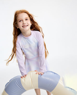AIMER KIDS Long-sleeved Skirt 2-Piece Swimsuit For Girls