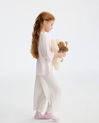 AIMER KIDS  True Milk Girls’ 3/4-Sleeve Top & Ankle Pants Loungewear Set AK143M051