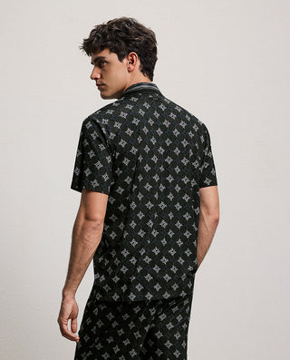 Aimer Men Collared Short-Sleeve Cardigan Homewear Top