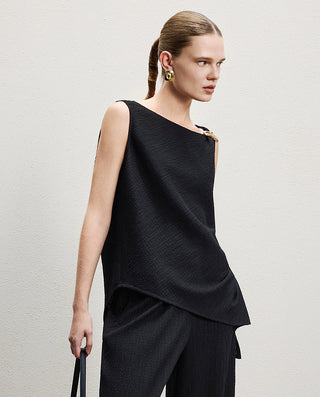 AIMER CHUANG Cotton Round Neck Sleeveless Top