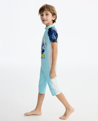 AIMER KIDS Short-Sleeved One-piece Swimsuit For Boys