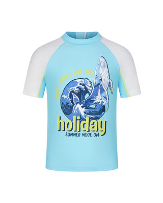 AIMER KIDS Short-Sleeved Swimsuit Top For Boys