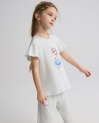 AIMER KIDS TrueMilk Girls' Short-Sleeve & 7/8 Pants Homewear Set AK143H171