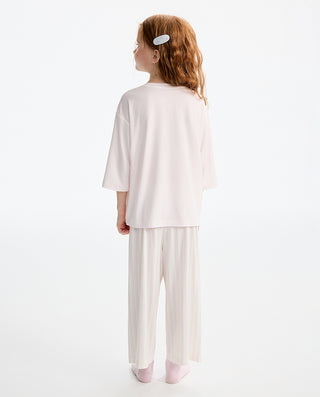 AIMER KIDS  True Milk Girls’ 3/4-Sleeve Top & Ankle Pants Loungewear Set AK143M051