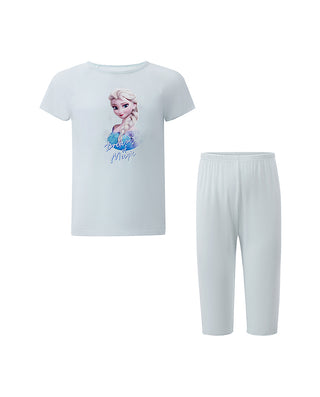 AIMER KIDS TrueMilk Girls' Short-Sleeve & 7/8 Pants Homewear Set AK143H171