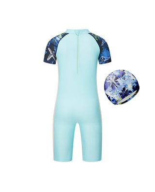 AIMER KIDS Short-Sleeved One-piece Swimsuit For Boys