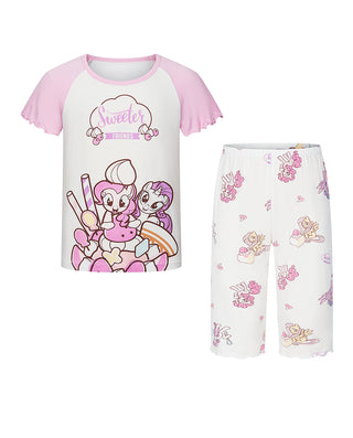 Aimer Kids Girls Short Sleeve T-Shirt & Capri Pants Set