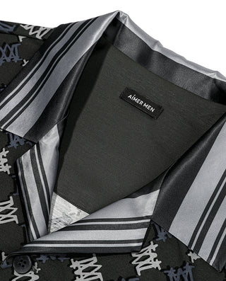 Aimer Men Collared Short-Sleeve Cardigan Homewear Top