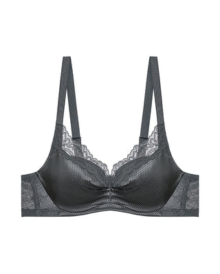 AIMER BODY Lace‑Trimmed  Breathable Hole‑Cup Full‑Coverage Bra AD110641