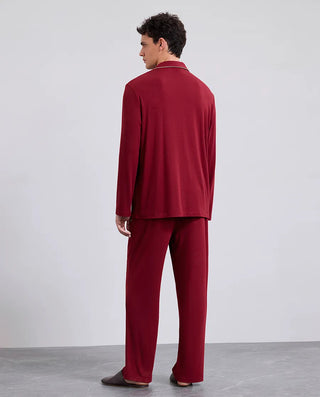 Aimer Men Loungewear Notched Collar Cardigan & Pants Set NS43M601