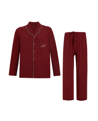 Aimer Men Loungewear Notched Collar Cardigan & Pants Set NS43M601