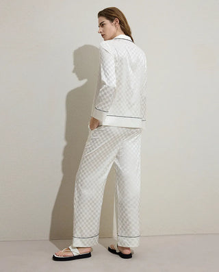 AIMER Silk Checkerboard Loungewear Set