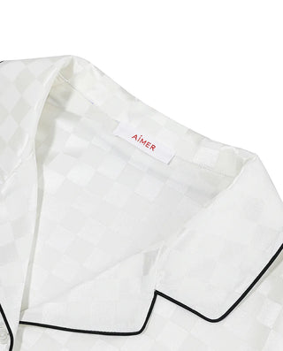 AIMER Silk Checkerboard Loungewear Set