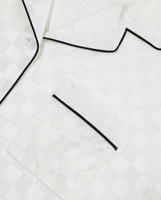AIMER Silk Checkerboard Loungewear Set