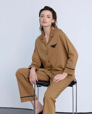 Aimer Lapel Long Sleeve Lounge Set AM46B581