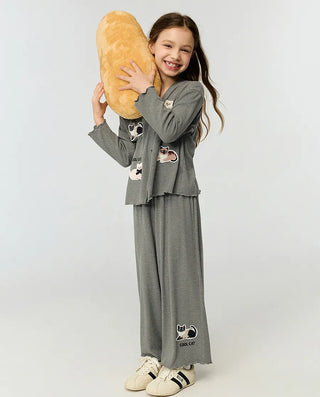 Aimer Kids Girls Cropped Wide-Leg Pants AK142J551