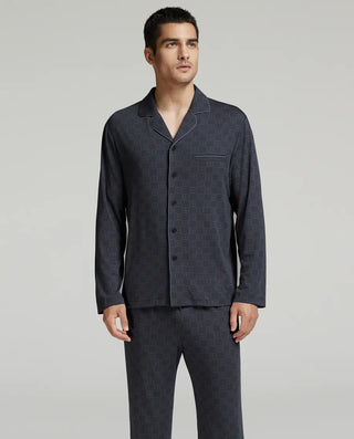 AIMER MEN Collared Cardigan Long Sleeve Lounge Top