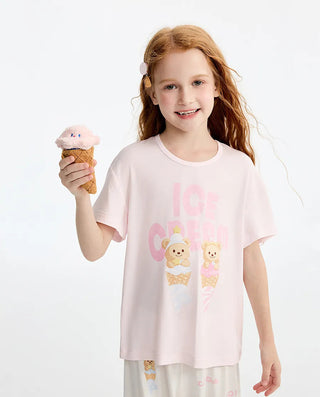Aimer Kids Girls Short-sleeve Sleepwear Set