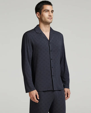 AIMER MEN Collared Cardigan Long Sleeve Lounge Top
