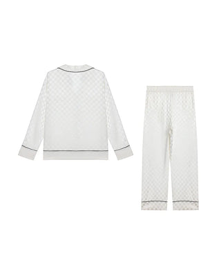 AIMER Silk Checkerboard Loungewear Set