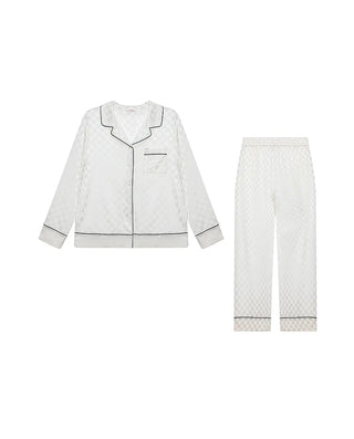 AIMER Silk Checkerboard Loungewear Set